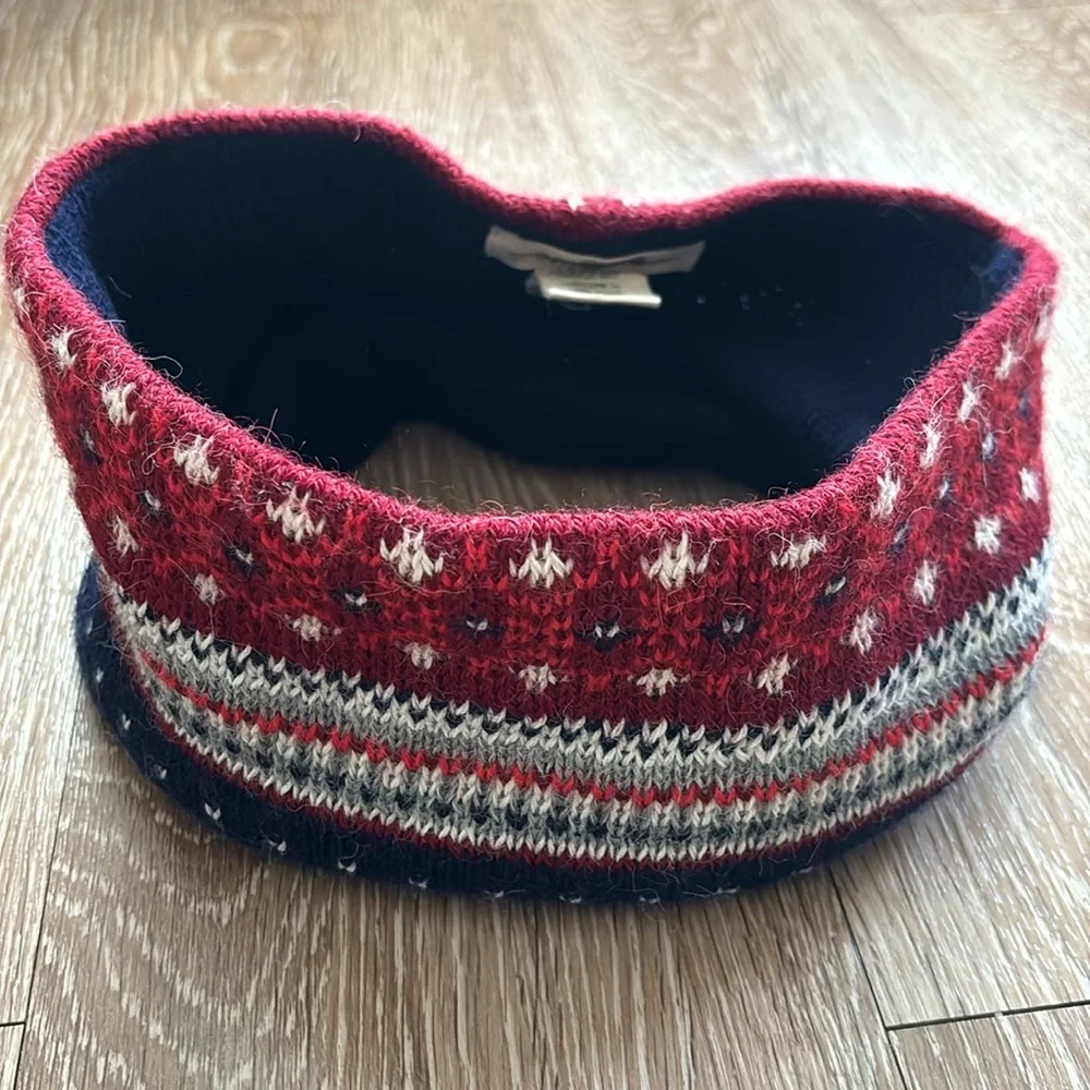 emiLime red/blue knit 100% alpaca neck gaiter/neck warmer